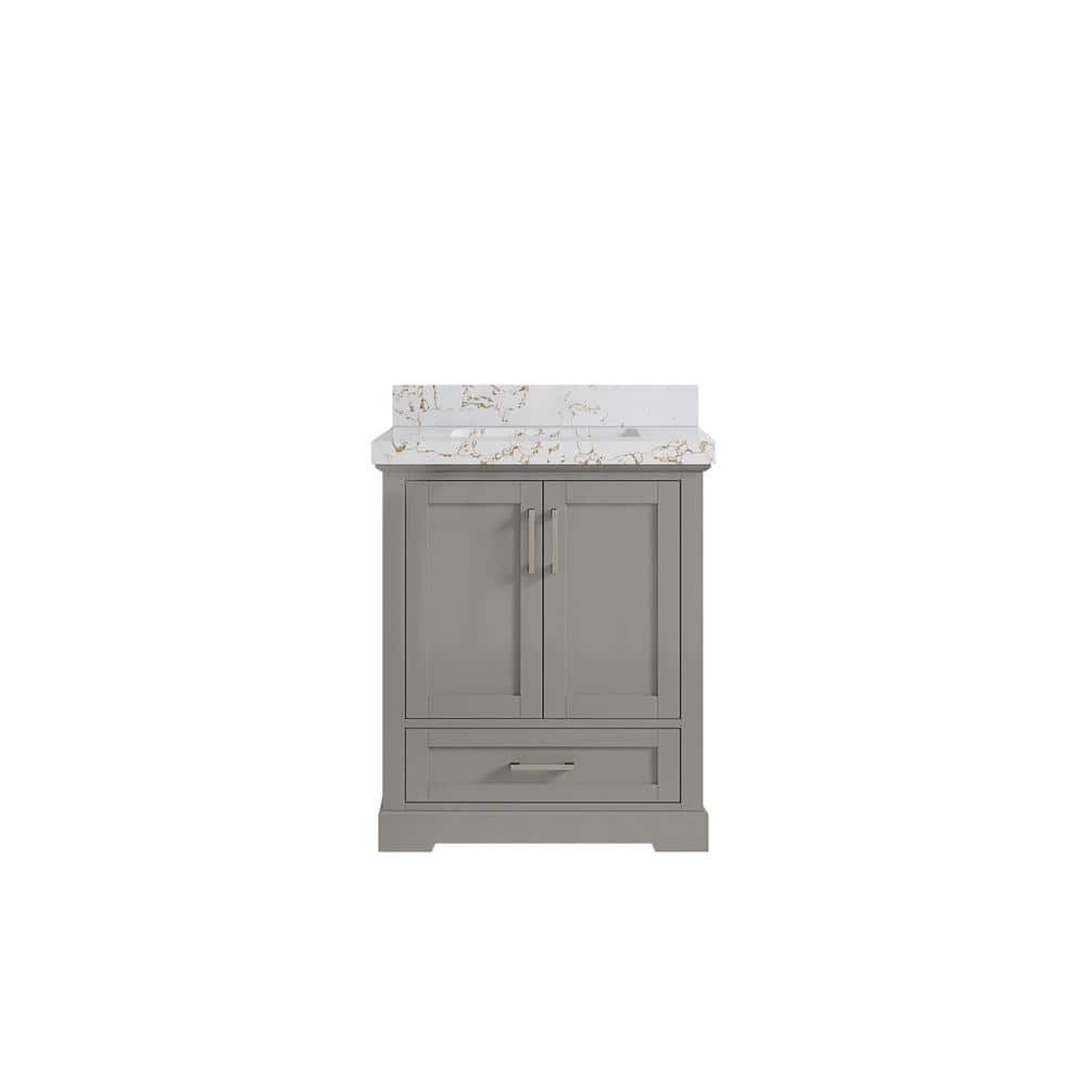 Boston 30 in. Single Sink Freestanding Elephant Gray Bath Vanity with Viola Gold Qt. Top Unassembled price history on PriceWatchPro