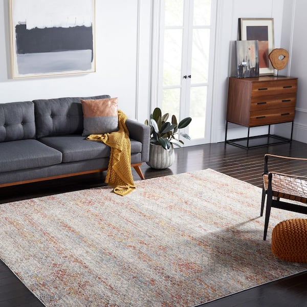 Valencia 4 ft. x 6 ft. Beige/Rust Marble Trellis Area Rug