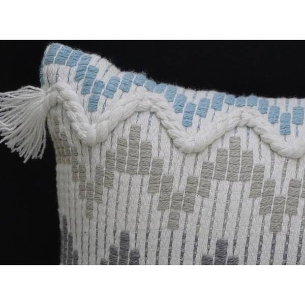 Storied Home Cotton Flannel Lumbar Pillow with Gingham Pattern and Fringe  DF5658 - The Home Depot