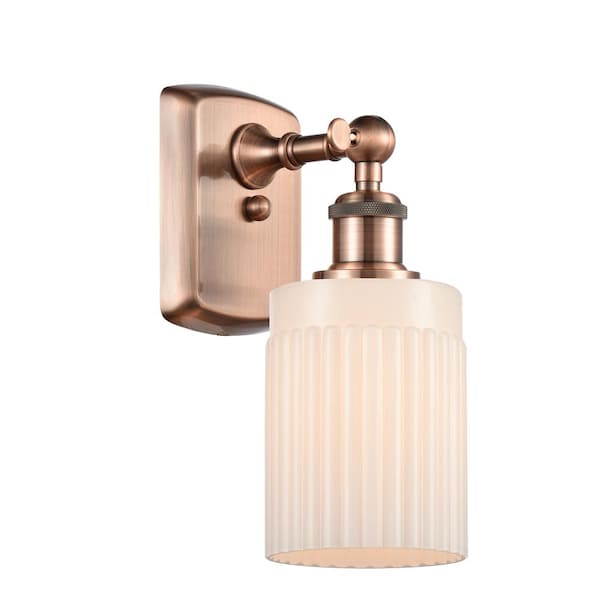 Innovations Hadley 1-Light Antique Copper Wall Sconce with Matte White Glass Shade