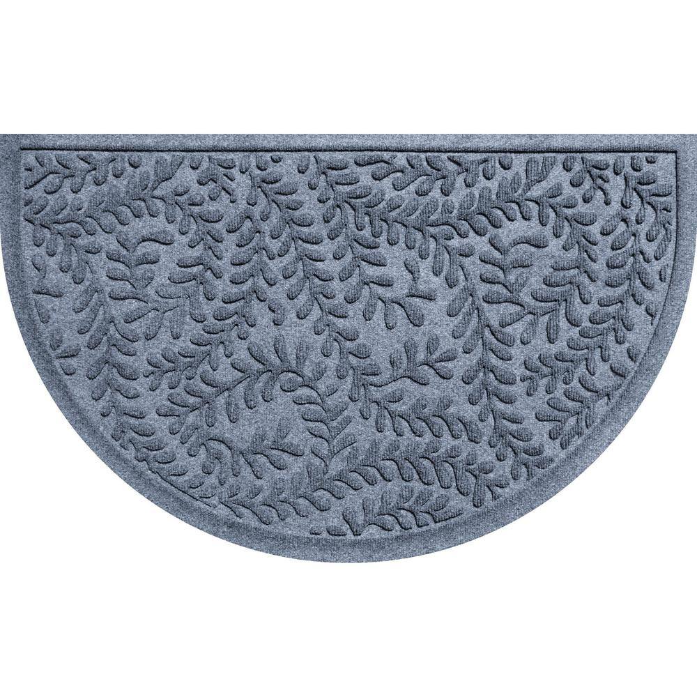 Waterhog Boxwood Bluestone 24 in. x 39 in. Half Round PET Polyester Indoor 