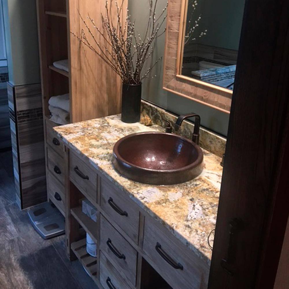 Granada 17'' Round Rustic Copper Bathroom Sink