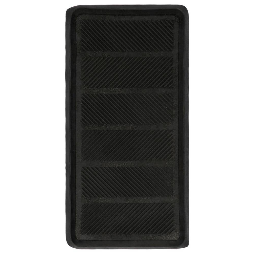 Easy Clean Waterproof Non-Slip Indoor/Outdoor Black Plate 16 in. x 32 in. Rubber Boot Tray