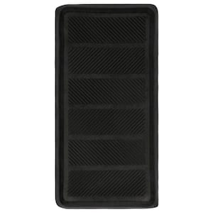 Rubber Doormat Collection Black Tray 16 in. x 32 in. Rubber Door Mat