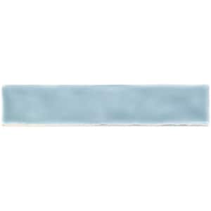 2 in. x 10 in. Newport Light Blue Polished Ceramic Subway Wall Tile Sample