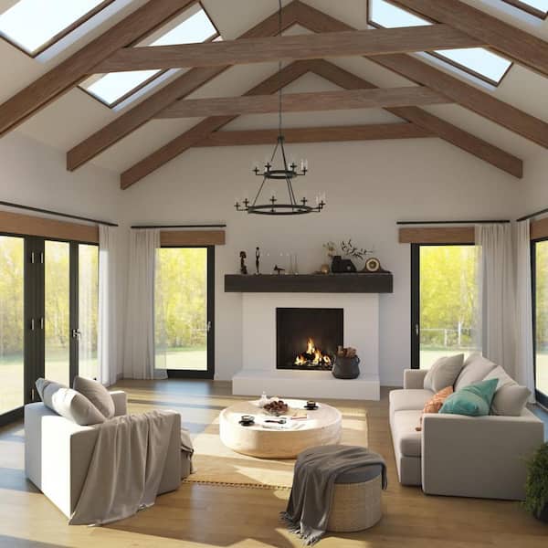 Gresham Collection 15-Light Graphite Clear Seeded Glass Farmhouse Chandelier Light