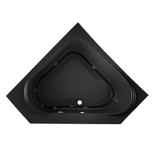 CAPELLA 60 in. Acrylic Neo Angle Oval Corner Drop-In Whirlpool Bathtub with Heater in Black