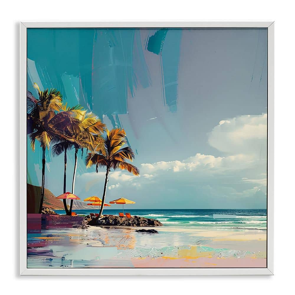 Contemporary Shoreline in Summer by Irena Orlov White Framed Coastal Giclee Art Print 24 in. x 24 in. price history on PriceWatchPro