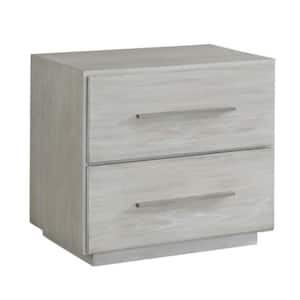 26 in. Cotton Gray 2-Drawer Wooden Nightstand