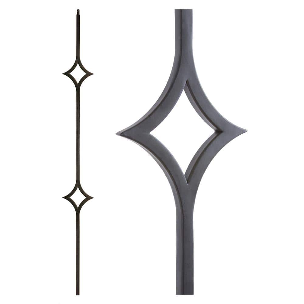 Diamond Pattern Baluster HOUSE OF FORGINGS Satin Black 16.6.9 Square Double Diamond Hollow 0.5 ...
