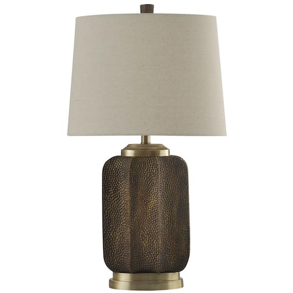 brown and cream table lamps