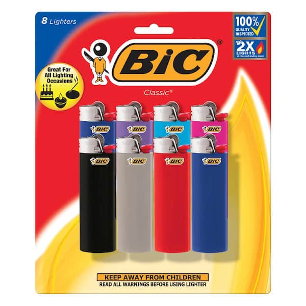BIC Classic Pocket Lighter (8-Pack) LC8MC02DC-AST - Home Depot