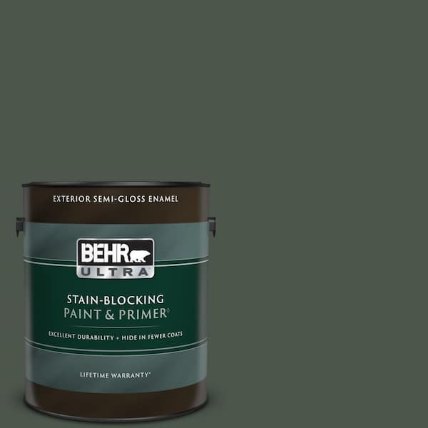 BEHR ULTRA 1 gal. #PMD-66 Deep Evergreen Semi-Gloss Enamel Exterior Paint & Primer