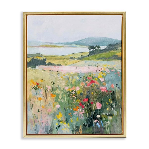 Soft Abstract Countryside by RileyB Gold Floater Frame Nature Graphic Art Print 31 in. x 25 in.
