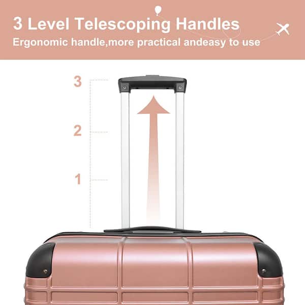 Adrinfly 4-Piece Rose Gold Hard Side Luggage Set, Lightweight
