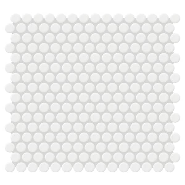 Daltile Restore Bold White Glossy 12 in. x 12 in. Glazed Porcelain Penny Round Mosaic Tile (900 sq. ft./Pallet)