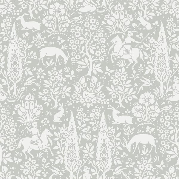 Crown Sherwood Light Grey Woodland Sample Light Grey Wallpaper Sample