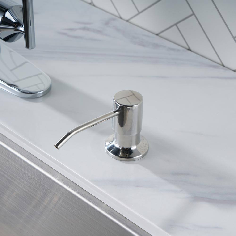 Polished Chrome Stainless Steel Pull Down Kitchen Faucet with Soap Dispenser