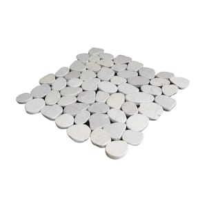 Sliced Pebble Mosaic Tile Sample Color White 4 in. x 6 in.