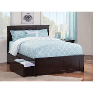 Nantucket Espresso Full Solid Wood Storage Platform Bed with Matching Foot Board and 2 Bed Drawers