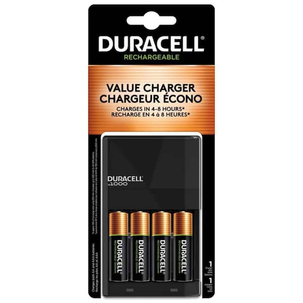 Duracell Ion Speed 1000 NiMh Battery Charger with 4 NiMh AA Rechargeable Batteries Included