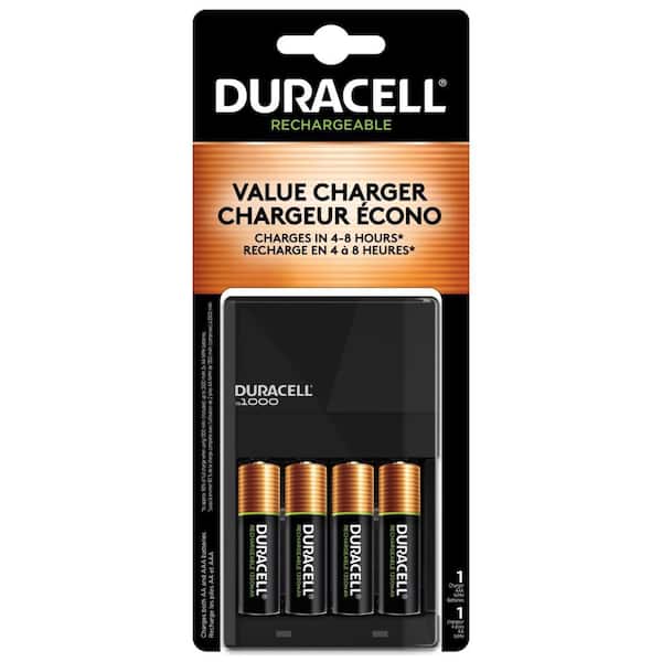 Duracell Rechargeable Ion Speed 1000 NiMh Battery Charger with AA Batteries Included (4-Pack)