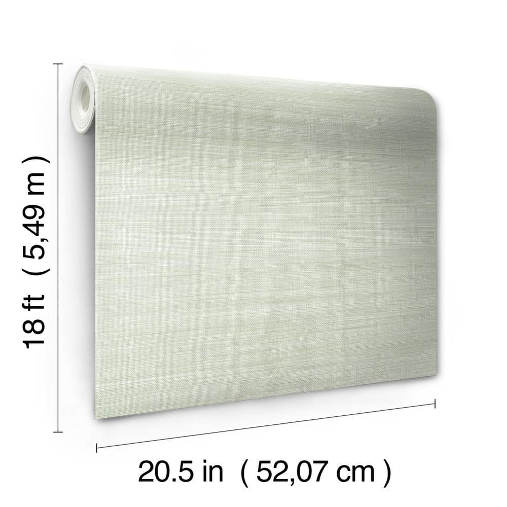 Light Green Faux Grasscloth Peel and Stick Wallpaper Roll