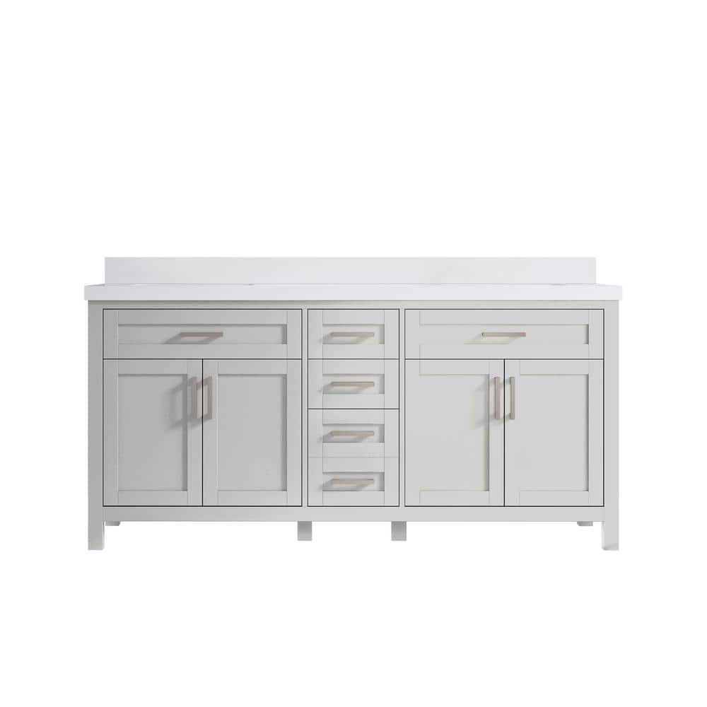 Cambridge 72 in. W x 22 in. D x 36 in. H Double Sink Bath Vanity in Gray with 2 in. White Quartz Top price history on PriceWatchPro