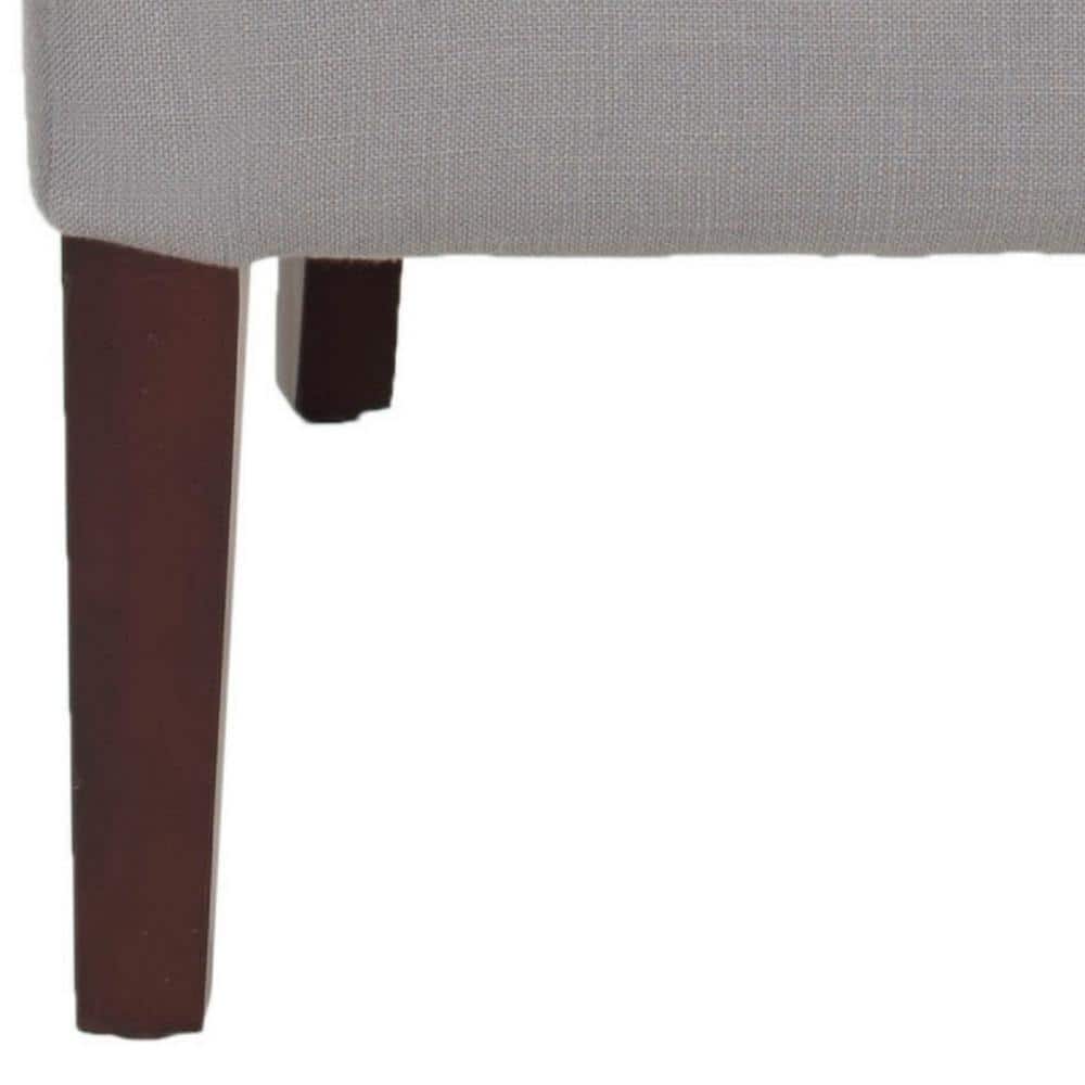 High-Back Arctic Grey Linen Upholstered Side Chair with Cherry Mahogany Legs