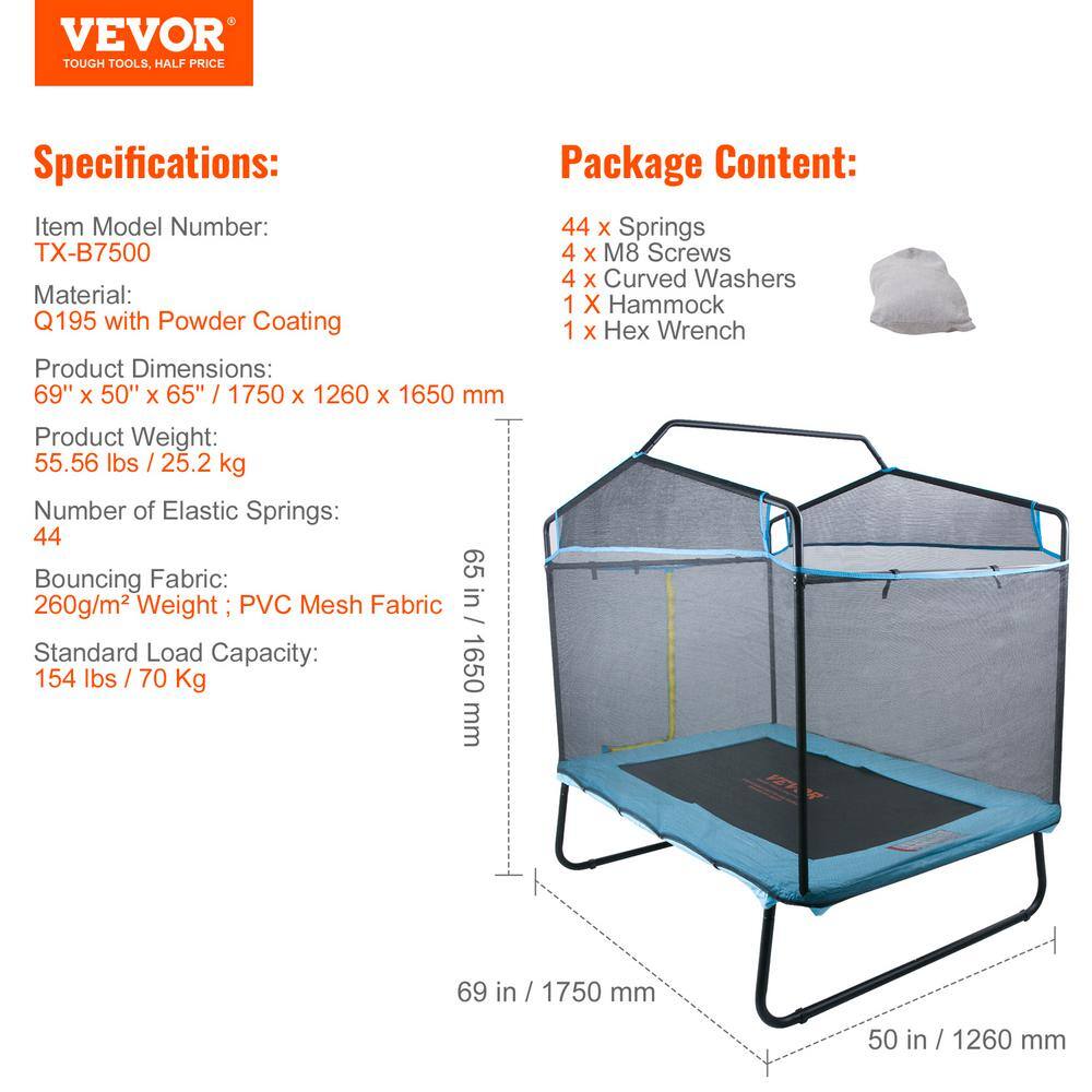6-Foot Black Metal Kids' Trampoline with Enclosure