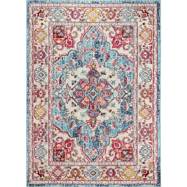 BASHIAN Dakota Teal 9 ft. x 12 ft. (8'6" x 11'6") Geometric Transitional Area Rug