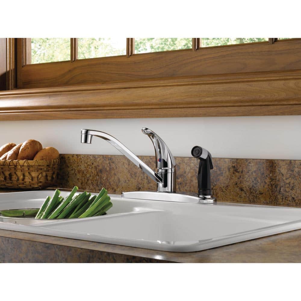 Chrome Single-Handle Kitchen Faucet with Side Sprayer
