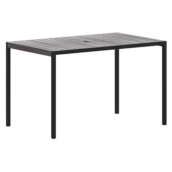 TAYLOR + LOGAN Black Rectangle Steel Market Outdoor Dining Table PA ...