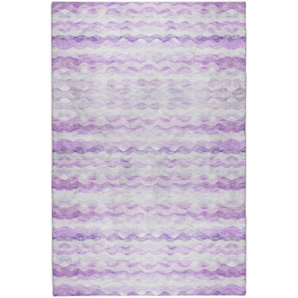 Dream Shag Premium Machine Washable Abstract ADS195 Purple 9 ft. x 12 ft. Area Rug