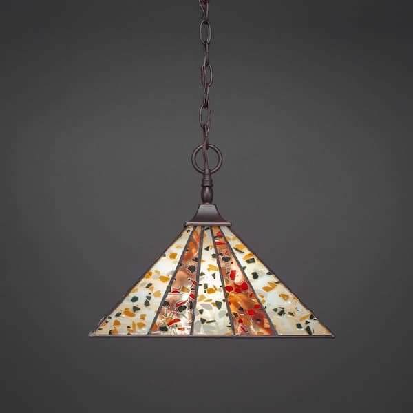 Unbranded Kingston 100-Watt 1-Light Dark Granite Bowl Mini Pendant Light with Glass Shade
