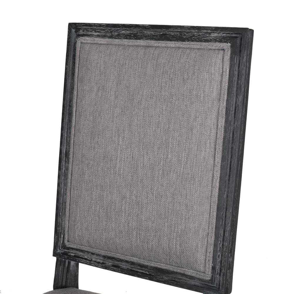 Gray Upholstered Rubberwood High Back Dining Chairs, Set of 6
