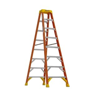 8 ft. Fiberglass Twin Step Ladder with 300 lb. Load Capacity Type IA Duty Rating