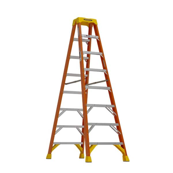 Werner 8 ft. Fiberglass Twin Step Ladder with 300 lb. Load Capacity Type IA Duty Rating