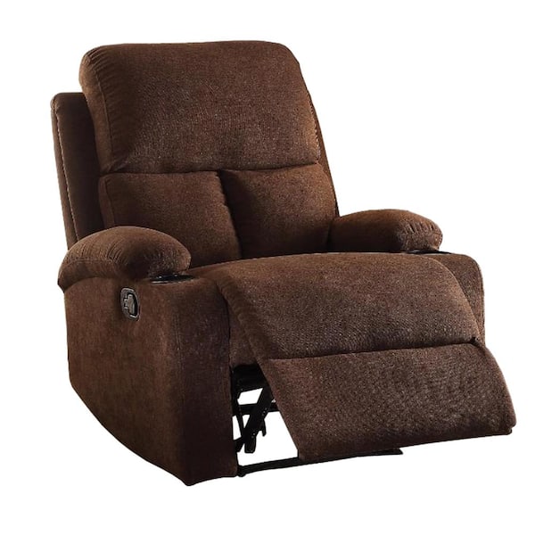 Benjara Rosia Chocolate Linen Snug Recliner