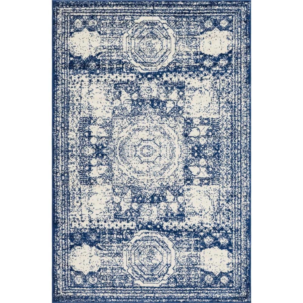 Unique Loom Bromley Wells Blue 6 ft. x 9 ft. Area Rug 3146368