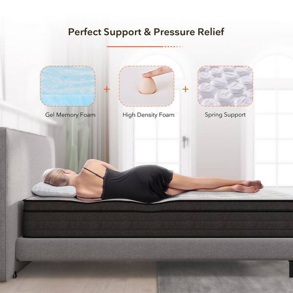 12 Inch Hybrid Queen Mattress - Gel Memory Foam & Pocket Springs, Medium Firm, 100-Night Trial