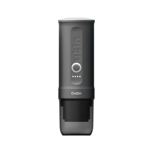 Nano Portable 2 Cup Space Grey Espresso Machine with Rechargeable Battery, Compatible with Ground Coffee and Capsules
