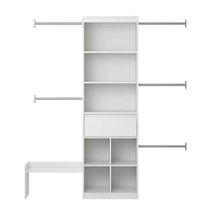 Grow with Me 68.7 in. - 95.44 in. W White Wall Mount Adjustable Wood Closet System with 5 Clothing Rods