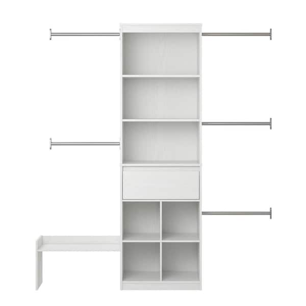 Little Seeds Grow with Me 68.7 in. - 95.44 in. W White Wall Mount Adjustable Wood Closet System with 5 Clothing Rods