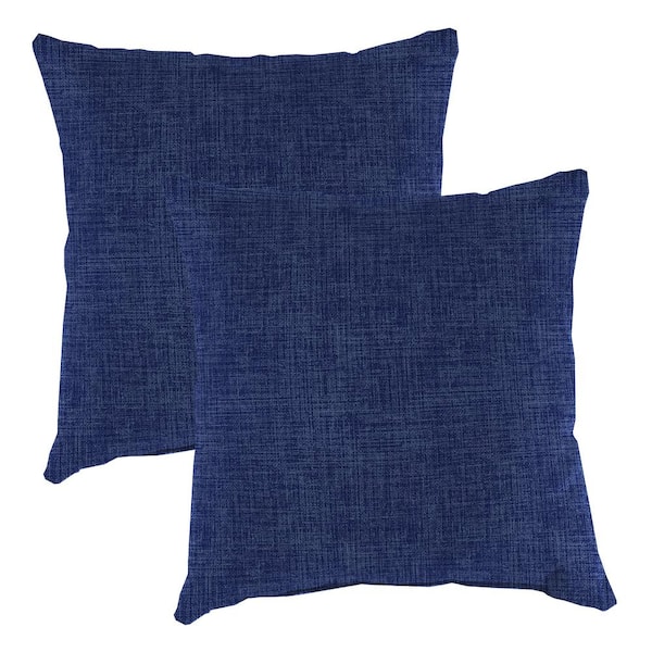Jordan Manufacturing 16 in. L x 16 in. W x 4 in. T Square Outdoor Throw Pillow in Celosia Indigo (2-Pack)