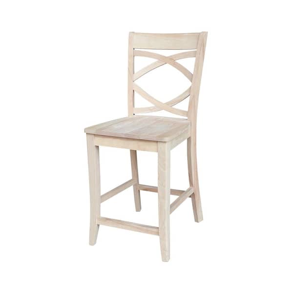 International Concepts Milano Unfinished 24 in. Seat Height Counter Height Solid Wood Stool