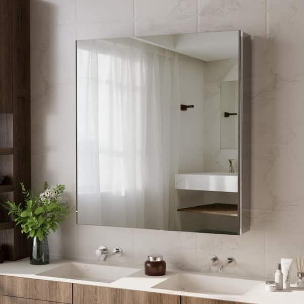 16 in. W x 24 in. H Rectangular Aluminum Recessed or Surface-Mount Medicine Cabinet with Mirror