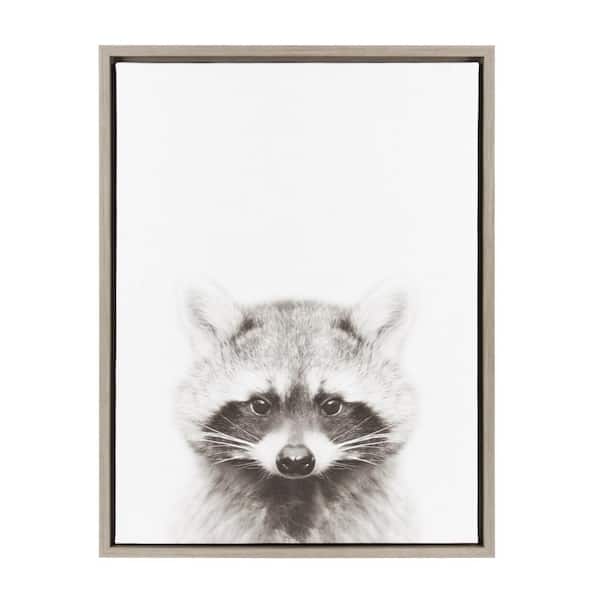 Kate and Laurel 24 in. x 18 in. "Raccoon" by Tai Prints Framed Canvas Wall Art