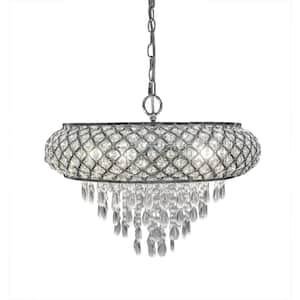 5-Light Chrome Chandelier with Tiered Crystal Glass Shade