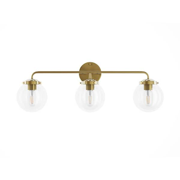 3-Light Bronze Vanity Light deals with Seeded Glass Shades, Bulbs-WL